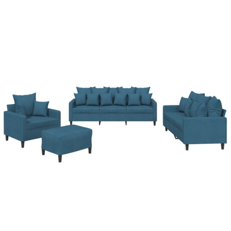 vidaXL 4-delige Loungeset met kussens fluweel blauw afbeelding2 - 1