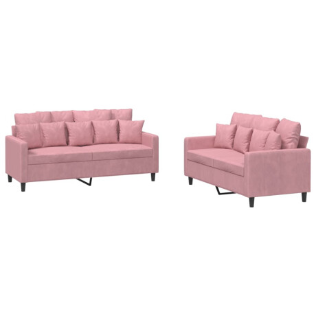 vidaXL 2-delige Loungeset met kussens fluweel roze afbeelding2 - 1