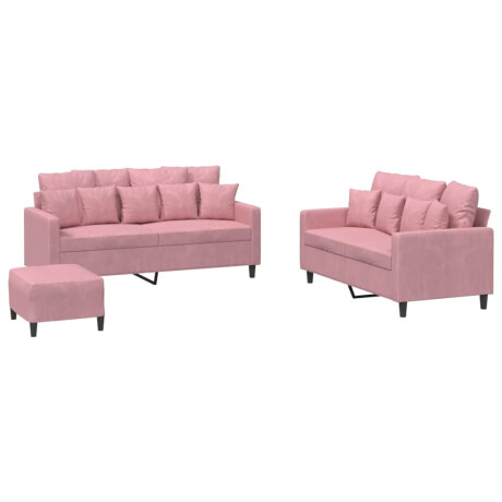 vidaXL 3-delige Loungeset met kussens fluweel roze afbeelding2 - 1