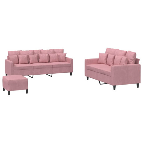 vidaXL 3-delige Loungeset met kussens fluweel roze afbeelding2 - 1