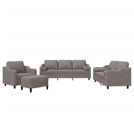 vidaXL 4-delige Loungeset met kussens stof taupe afbeelding2 - 1