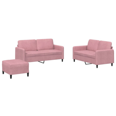 vidaXL 3-delige Loungeset fluweel roze afbeelding2 - 1