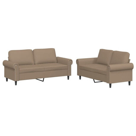vidaXL 2-delige Loungeset met kussens kunstleer cappuccino afbeelding2 - 1