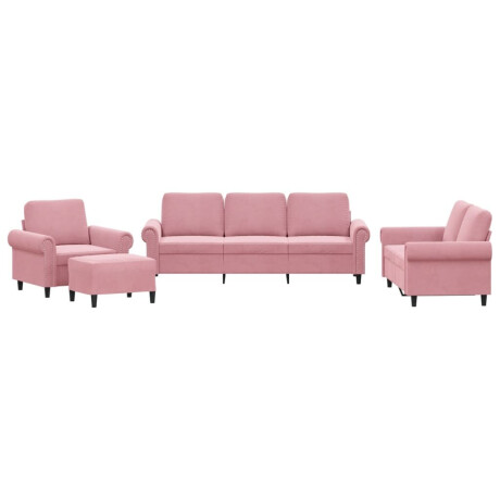 vidaXL 4-delige Loungeset met kussens fluweel roze afbeelding2 - 1