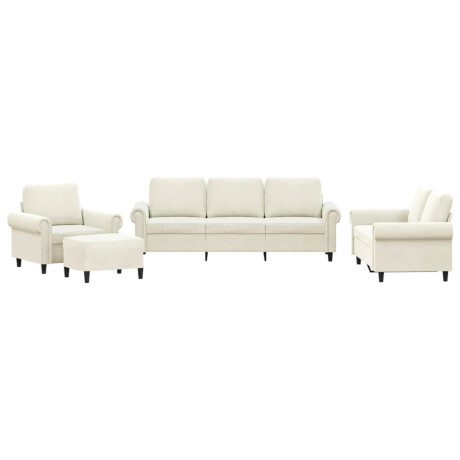 vidaXL 4-delige Loungeset met kussens fluweel crèmekleurig afbeelding2 - 1