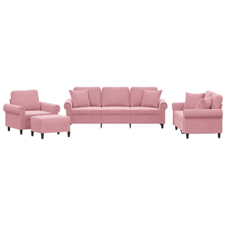 vidaXL 4-delige Loungeset met kussens fluweel roze afbeelding2 - 1