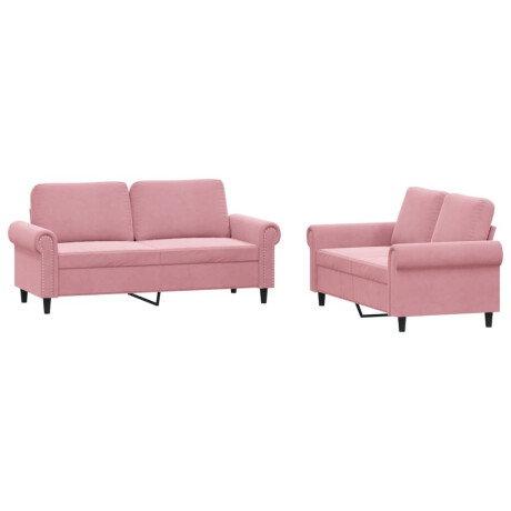 vidaXL 2-delige Loungeset met kussens fluweel roze afbeelding2 - 1