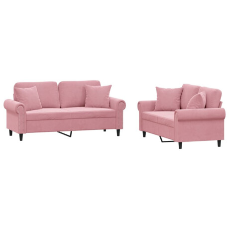 vidaXL 2-delige Loungeset met kussens fluweel roze afbeelding2 - 1