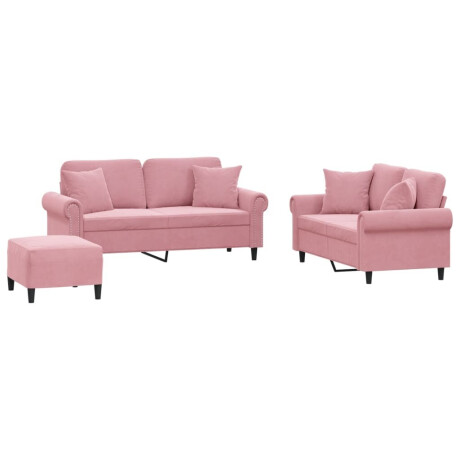 vidaXL 3-delige Loungeset met kussens fluweel roze afbeelding2 - 1