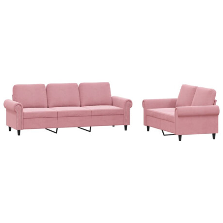 vidaXL 2-delige Loungeset met kussens fluweel roze afbeelding2 - 1