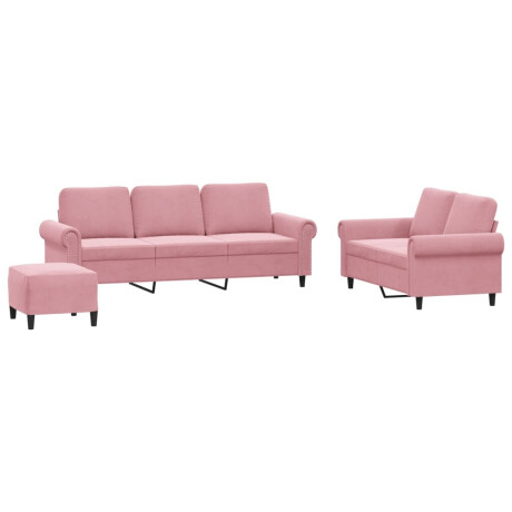 vidaXL 3-delige Loungeset met kussens fluweel roze afbeelding2 - 1