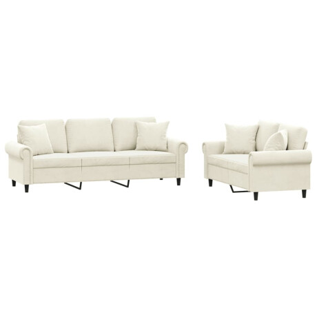 vidaXL 2-delige Loungeset met kussens fluweel crèmekleurig afbeelding2 - 1