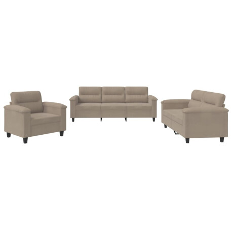 vidaXL 3-delige Loungeset met kussens microvezelstof taupe afbeelding2 - 1