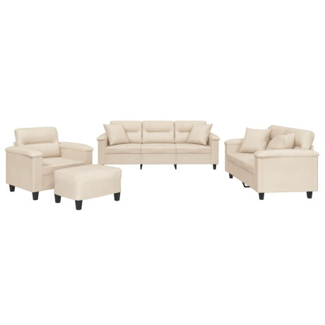 vidaXL 4-delige Loungeset met kussens microvezelstof beige afbeelding2 - 1