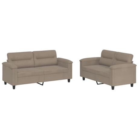 vidaXL 2-delige Loungeset met kussens microvezelstof taupe afbeelding2 - 1