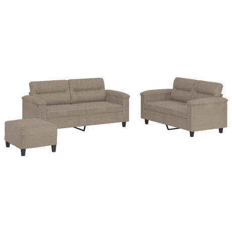 vidaXL 3-delige Loungeset met kussens microvezelstof taupe afbeelding2 - 1