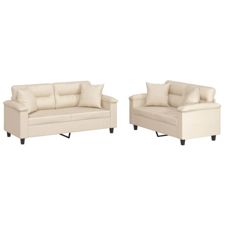 vidaXL 2-delige Loungeset met kussens microvezelstof beige afbeelding2 - 1