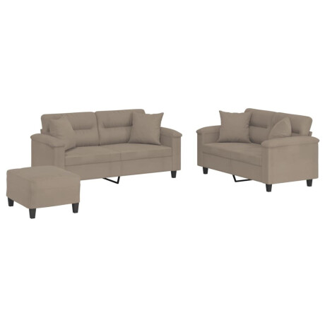 vidaXL 3-delige Loungeset met kussens microvezelstof taupe afbeelding2 - 1