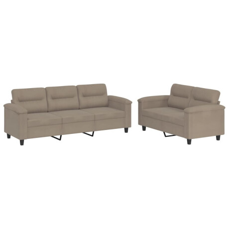 vidaXL 2-delige Loungeset met kussens microvezelstof taupe afbeelding2 - 1