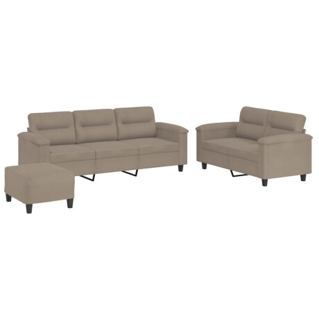 vidaXL 3-delige Loungeset met kussens microvezelstof taupe afbeelding2 - 1