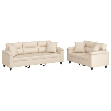 vidaXL 2-delige Loungeset met kussens microvezelstof beige afbeelding2 - 1
