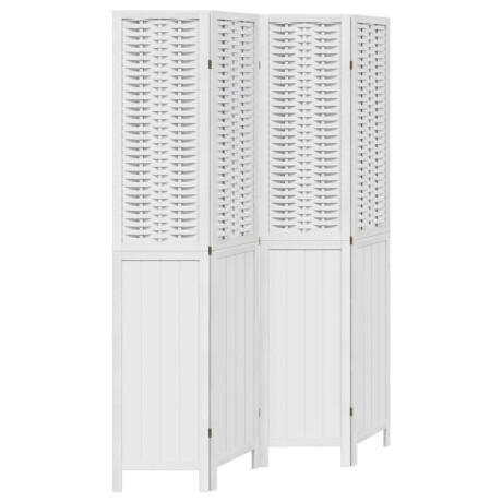 vidaXL Kamerscherm met 4 panelen massief paulowniahout wit afbeelding2 - 1