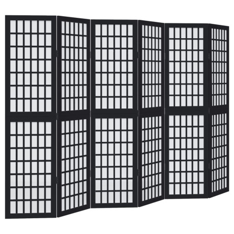 vidaXL Kamerscherm met 6 panelen massief paulowniahout zwart afbeelding2 - 1