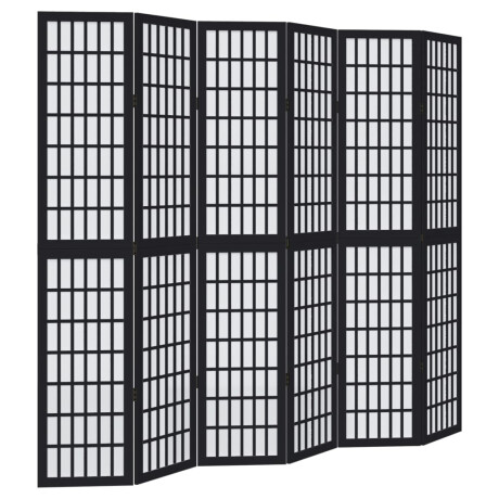 vidaXL Kamerscherm met 6 panelen massief paulowniahout zwart afbeelding2 - 1