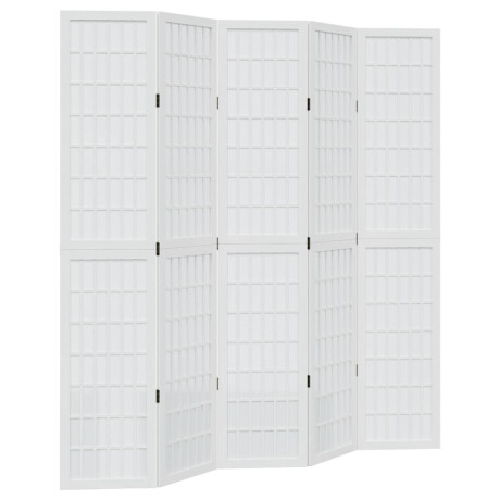 vidaXL Kamerscherm met 5 panelen massief paulowniahout wit afbeelding2 - 1