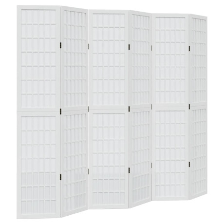 vidaXL Kamerscherm met 6 panelen massief paulowniahout wit afbeelding2 - 1
