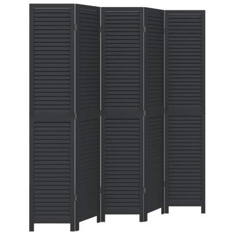 vidaXL Kamerscherm met 5 panelen massief paulowniahout zwart afbeelding2 - 1
