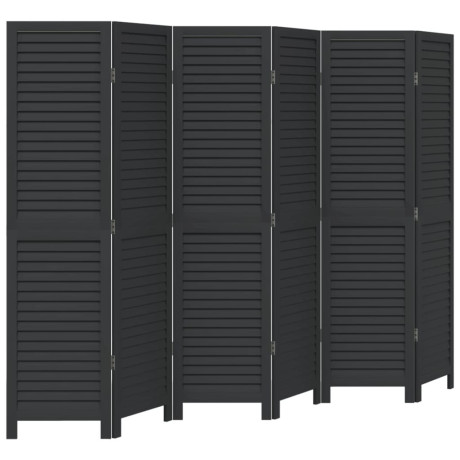 vidaXL Kamerscherm met 6 panelen massief paulowniahout zwart afbeelding2 - 1