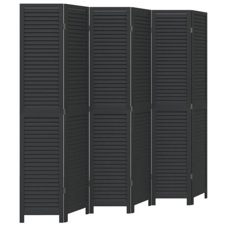 vidaXL Kamerscherm met 6 panelen massief paulowniahout zwart afbeelding2 - 1