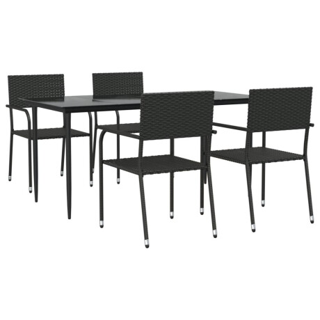 vidaXL 5-delige Tuinset poly rattan en staal zwart afbeelding2 - 1