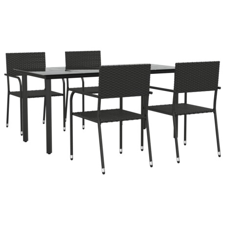 vidaXL 5-delige Tuinset poly rattan en staal zwart afbeelding2 - 1