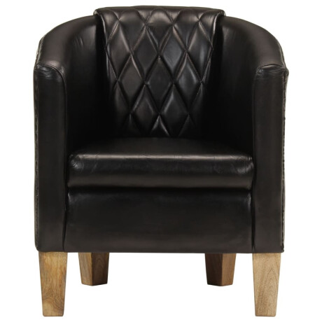 vidaXL Kuipstoel echt leer zwart afbeelding2 - 1