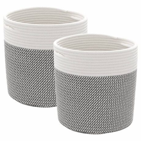 vidaXL Opbergmanden 2 st Ø 28x28 cm katoen grijs en wit afbeelding2 - 1