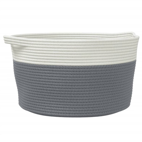 vidaXL Opbergmand Ø 40x25 cm katoen grijs en wit afbeelding2 - 1