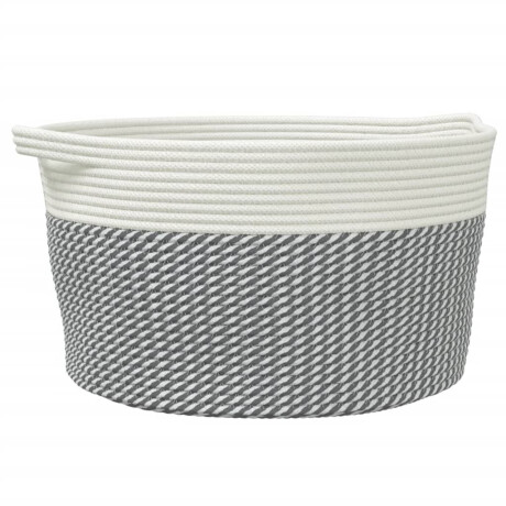 vidaXL Opbergmand Ø 40x25 cm katoen grijs en wit afbeelding2 - 1