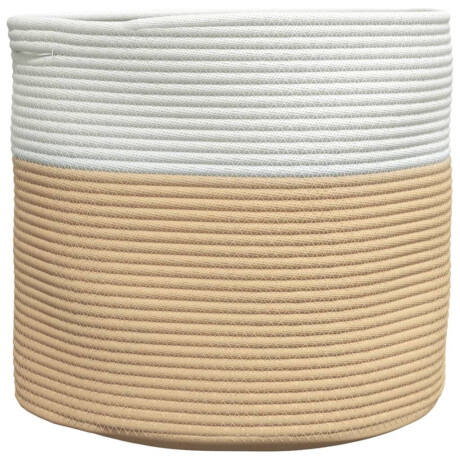 vidaXL Opbergmand Ø 40x35 cm katoen beige en wit afbeelding2 - 1