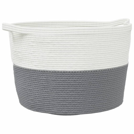 vidaXL Wasmand Ø 60x36 cm katoen grijs en wit afbeelding2 - 1