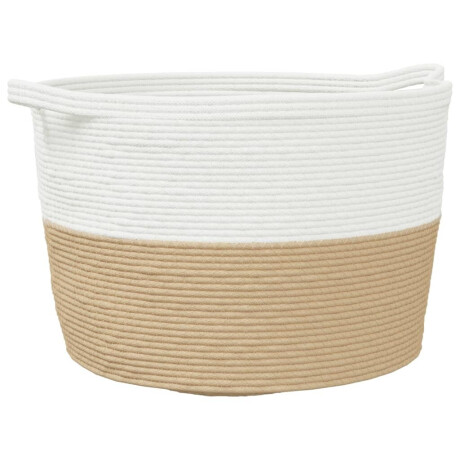 vidaXL Wasmand Ø 60x36 cm katoen beige en wit afbeelding2 - 1