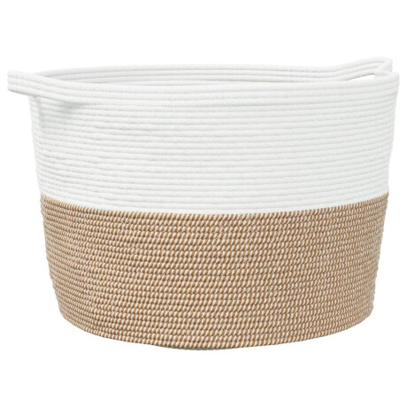 vidaXL Wasmand Ø 60x36 cm katoen bruin en wit afbeelding2 - 1