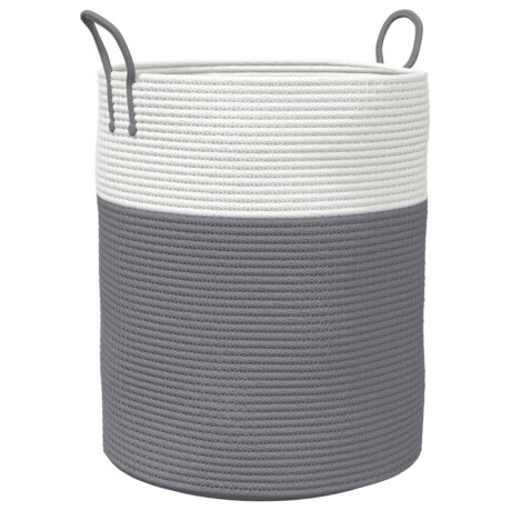 vidaXL Opbergmand Ø 38x46 cm katoen grijs en wit afbeelding2 - 1