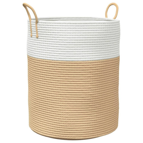 vidaXL Opbergmand Ø 38x46 cm katoen beige en wit afbeelding2 - 1