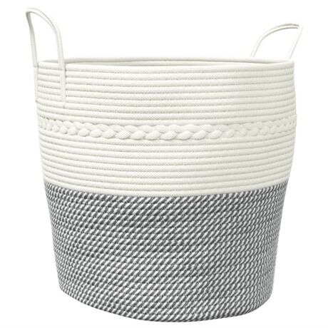 vidaXL Opbergmand Ø 43x38 cm katoen grijs en wit afbeelding2 - 1