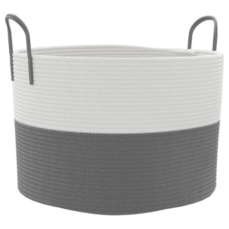 vidaXL Opbergmand Ø 51x33 cm katoen grijs en wit afbeelding2 - 1