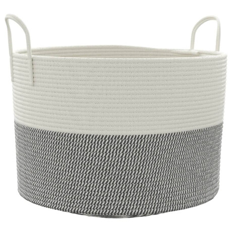 vidaXL Opbergmand Ø 51x33 cm katoen grijs en wit afbeelding2 - 1