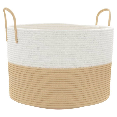 vidaXL Opbergmand Ø 51x33 cm katoen beige en wit afbeelding2 - 1