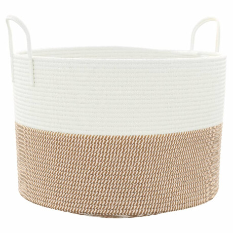 vidaXL Opbergmand Ø 51x33 cm katoen bruin en wit afbeelding2 - 1